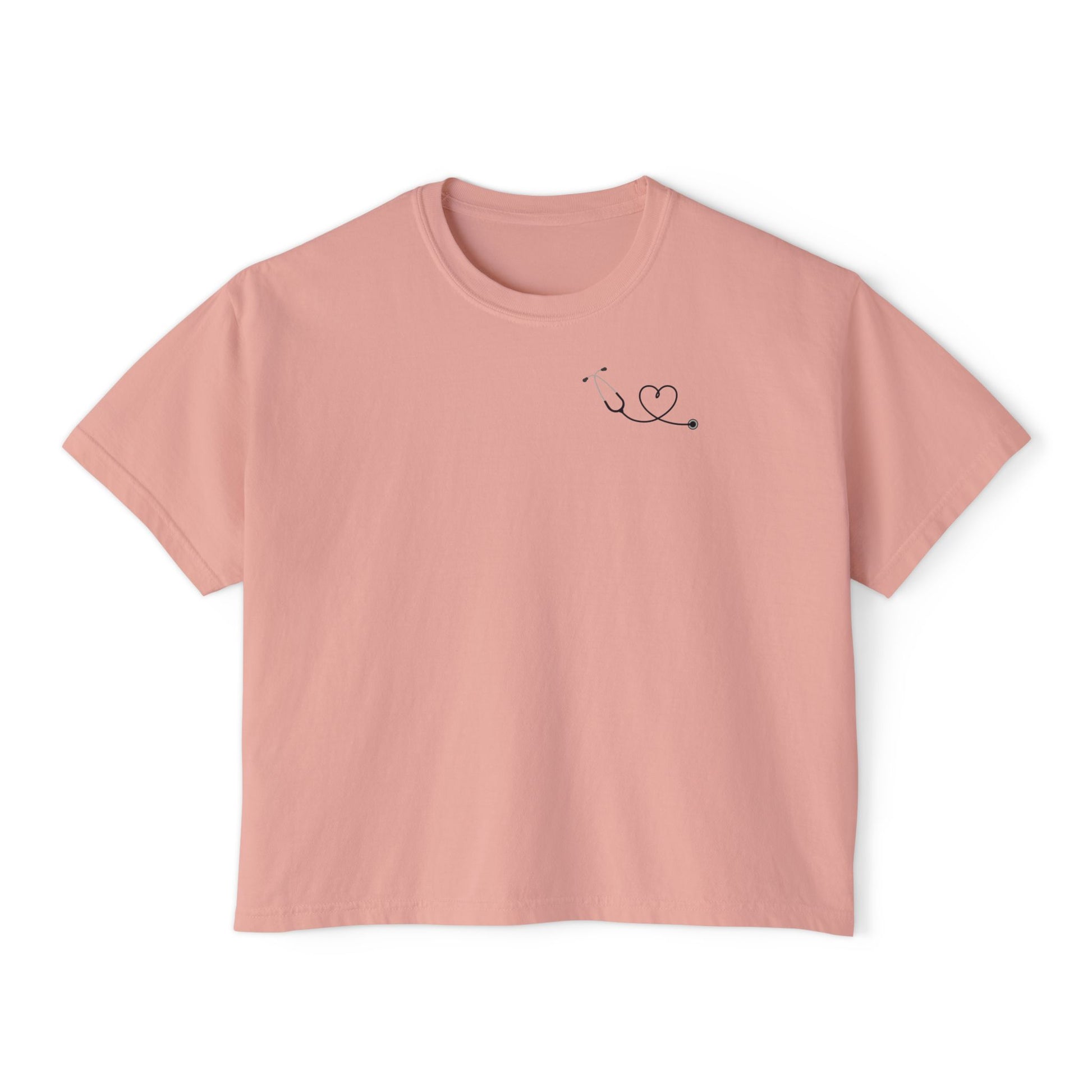 Minimalist Stethoscope Crop Top — Women's Boxy Tee for Nurses & Medical Students
