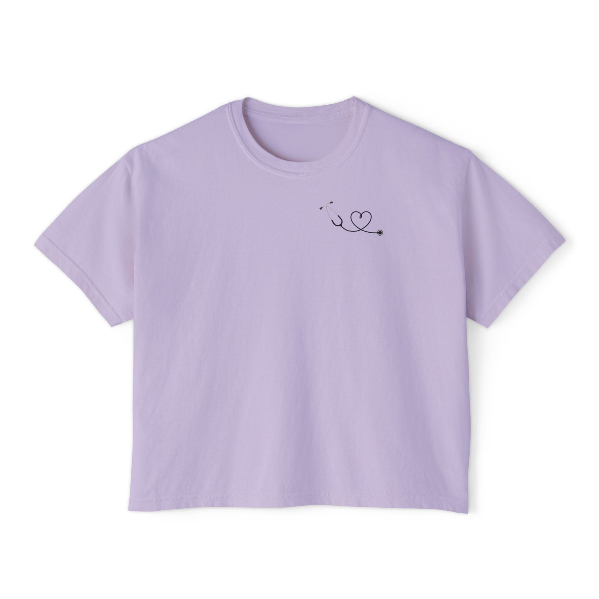Minimalist Stethoscope Crop Top — Women's Boxy Tee for Nurses & Medical Students