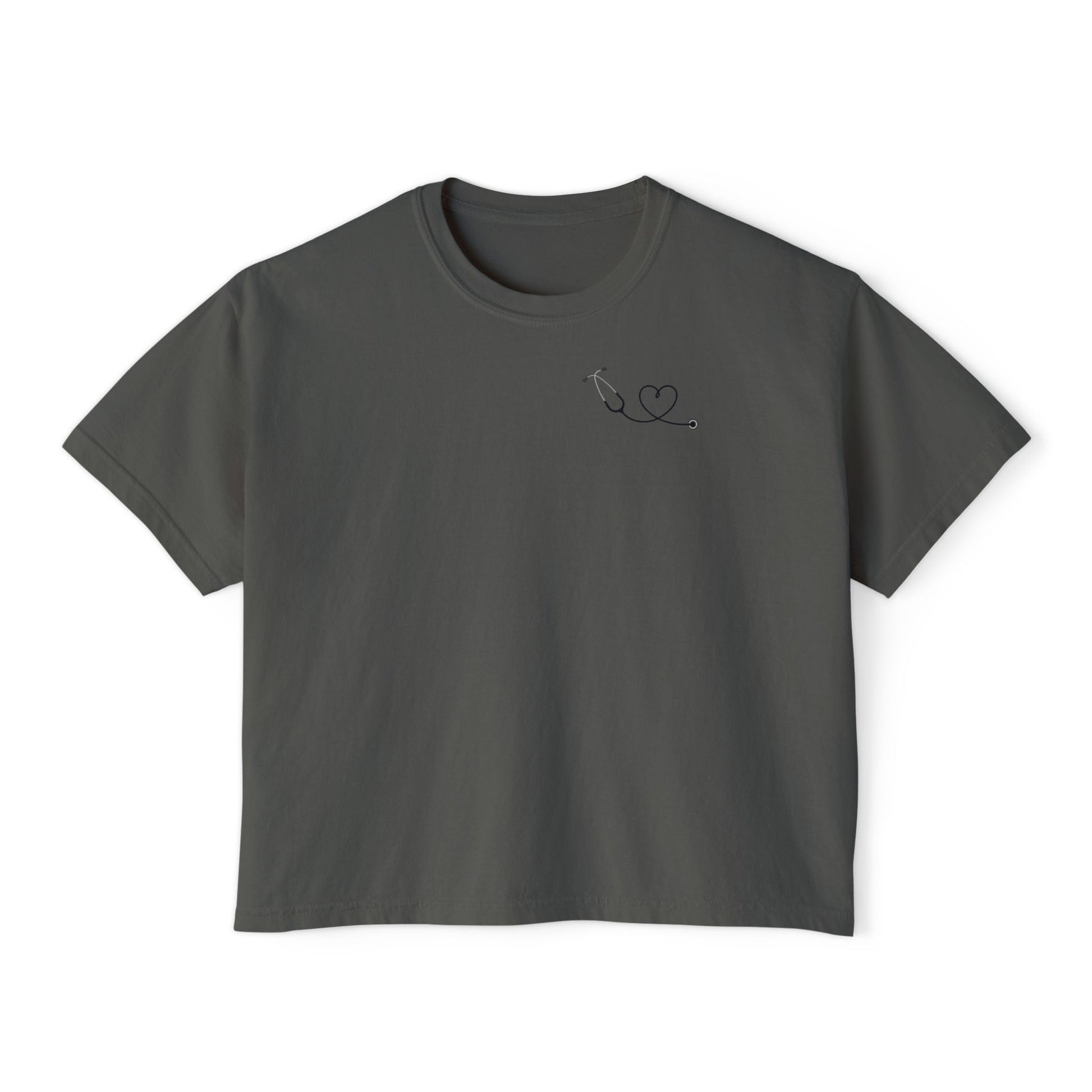 Minimalist Stethoscope Crop Top — Women's Boxy Tee for Nurses & Medical Students